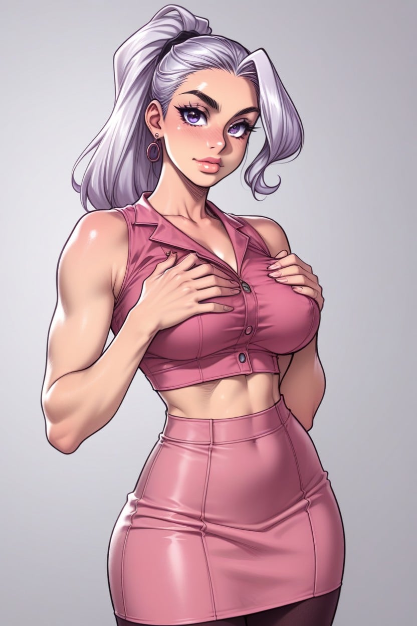 Sleeveless Top, Round Face, Sweet Face AI Porn