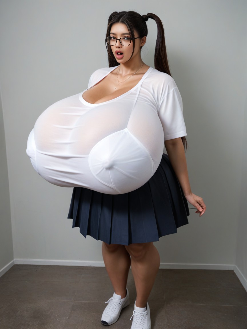 Huge Round Spherical Boobs, Shocked, Hyper Super Massive Breast Like A Ball AI Porn