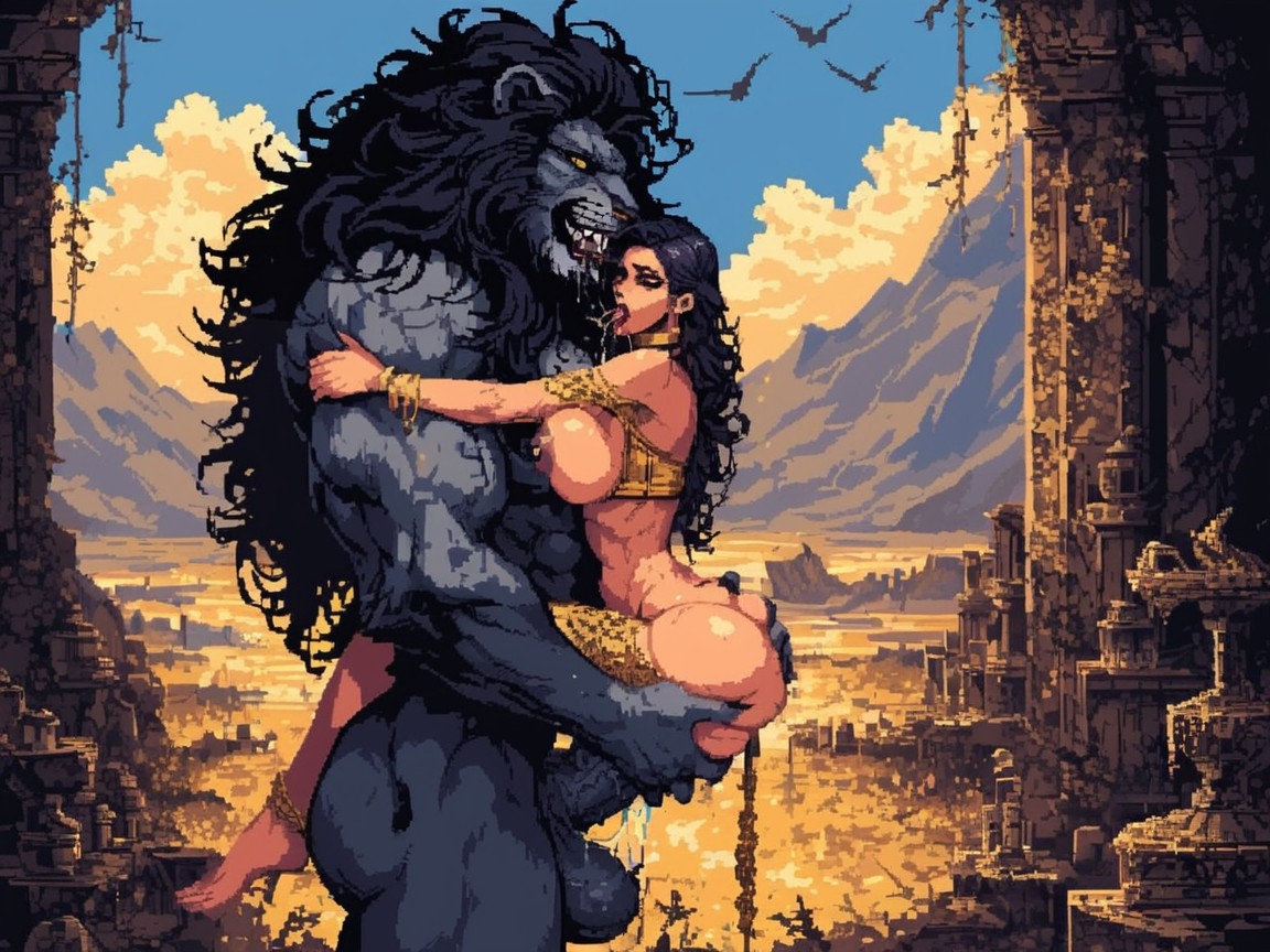 Insanely Huge Lion Cock, Carry Sex, Insanely Wide Open Mouth AI Porn