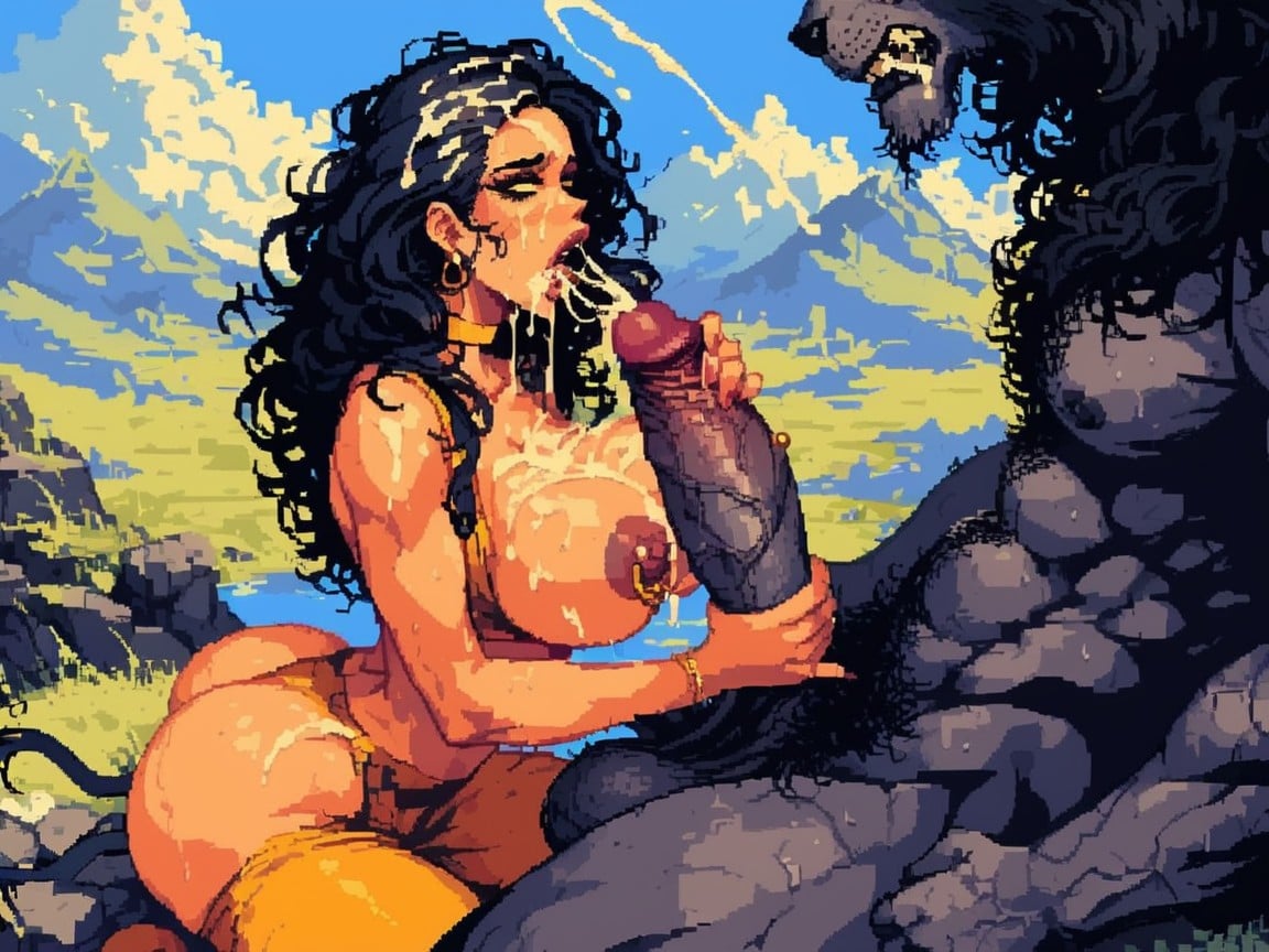 Long Eyelashes, Torn Yellow Bra, Handjob AI Porn