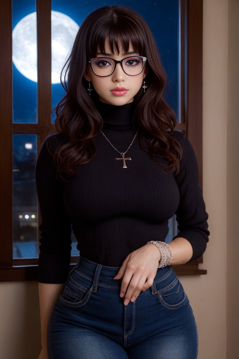 Blushing, Her Spider Tattoo, Moon In The Window AI Porn