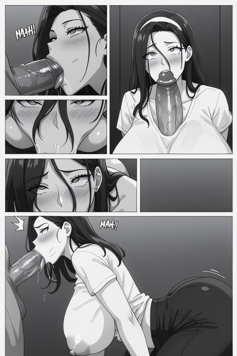 Hyper Round Bubble Butt, Comic Panels, Woman Gives Expert Level Blowjob AI Porn