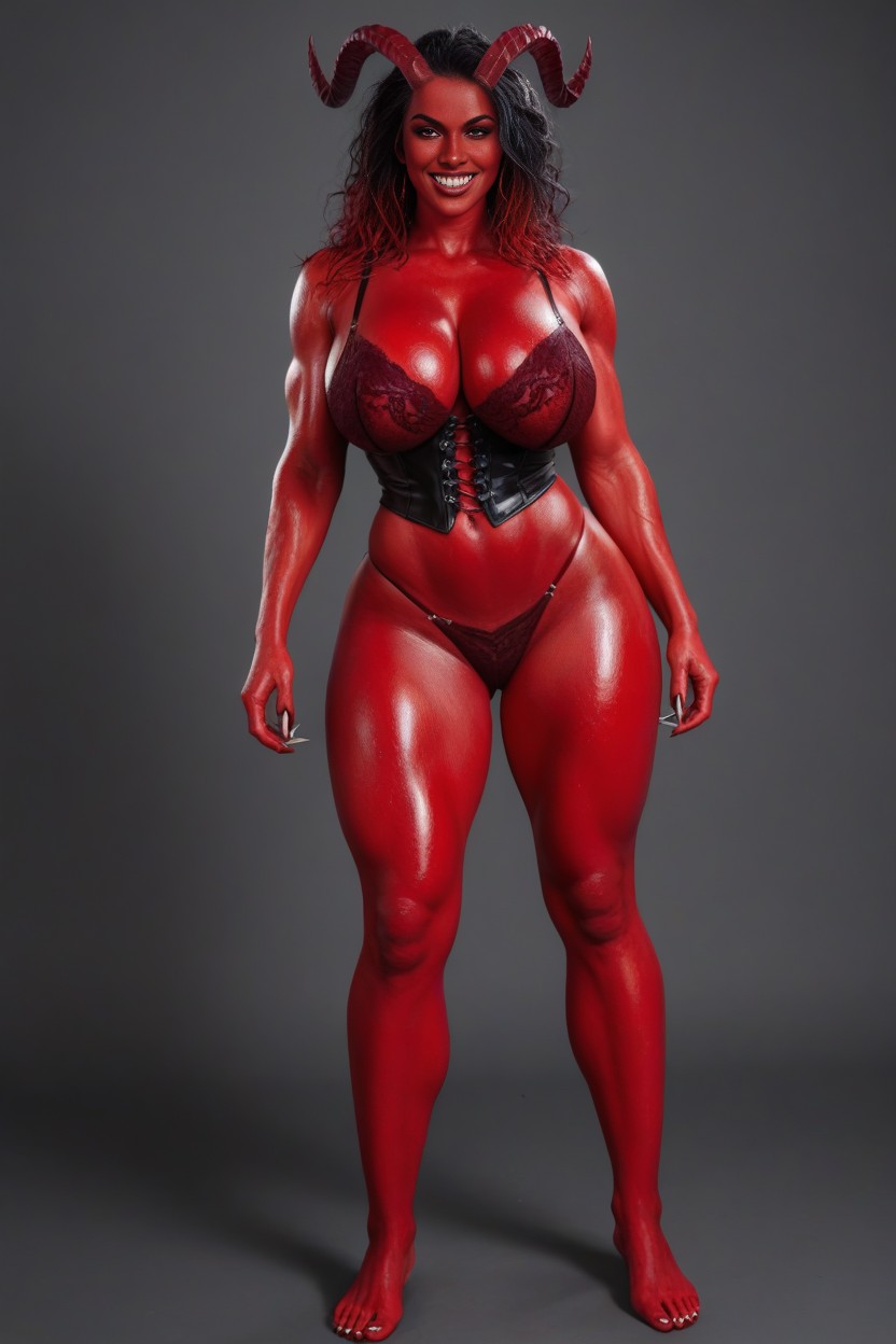 Wasp Waist, Fit Body, Red Skin AI Porn