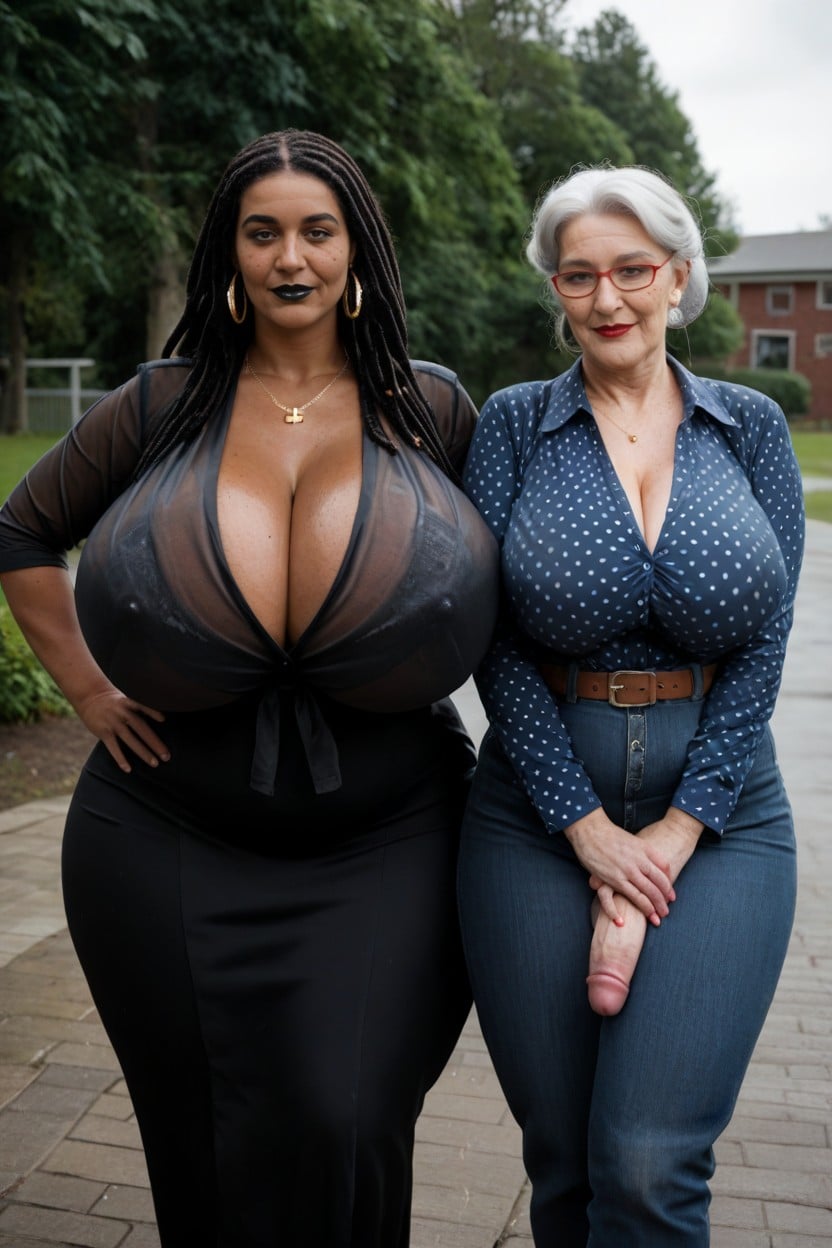 Form Fitting Clothes, Chemise Transparente Noire, Gigantic Sized Tits Shemale AI Porn