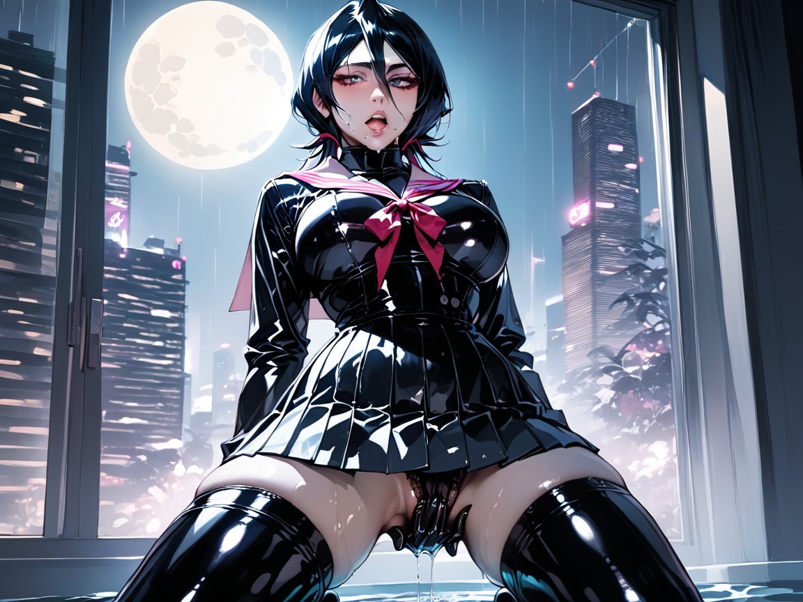 Futuristic Penthouse Skyscraper, Indoors, Hot Hentai AI Porn