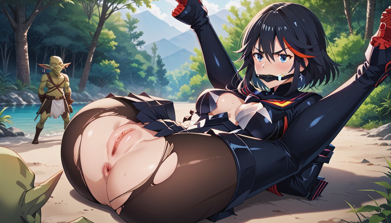 Male Goblin Dominate Female, Perfect Face, Ripped Clothes Hentai AI Porn
