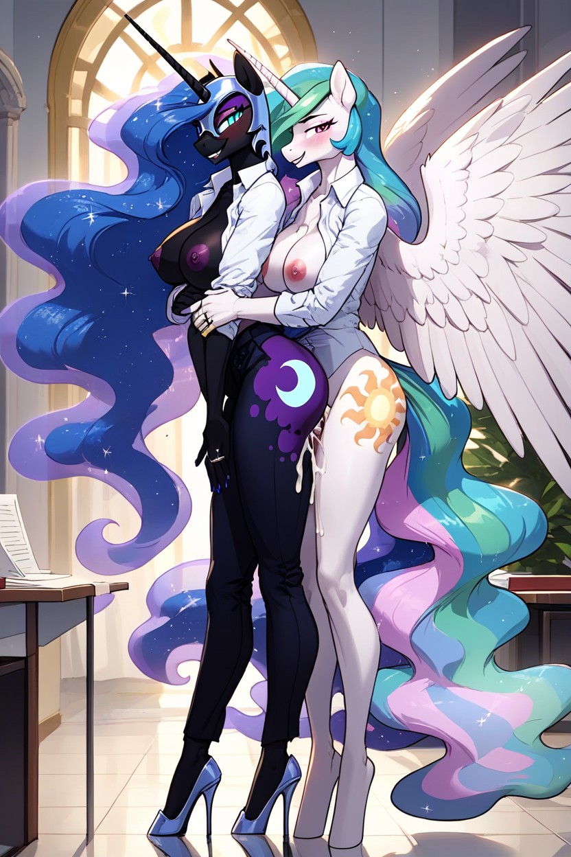 Office Pants, Nightmare Moon Fucks Celestib From Behind, Horn Furry AI Porn