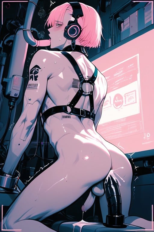 Bounded, Machine Around Cock, Neon AI Gay Porn