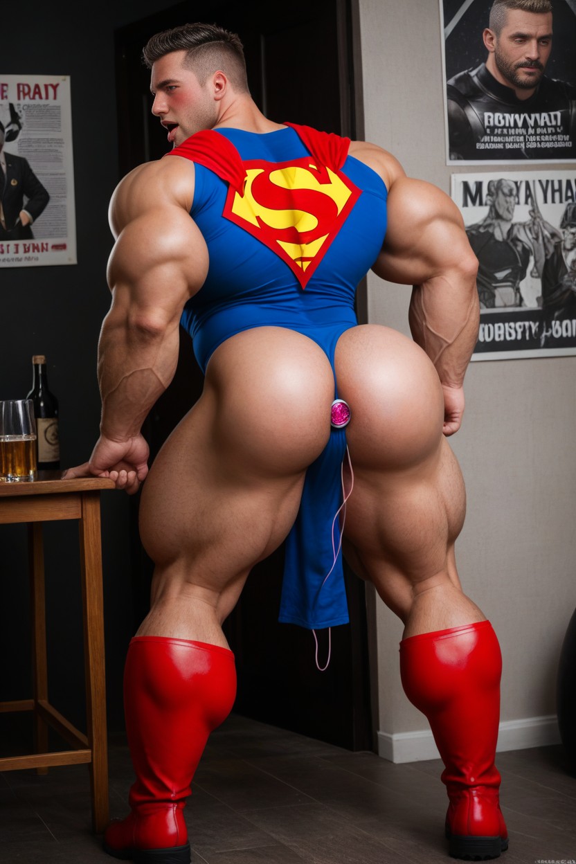 Drunk, Cosplay, Visible Vibrating Buttplug Up Ass AI Gay Porn