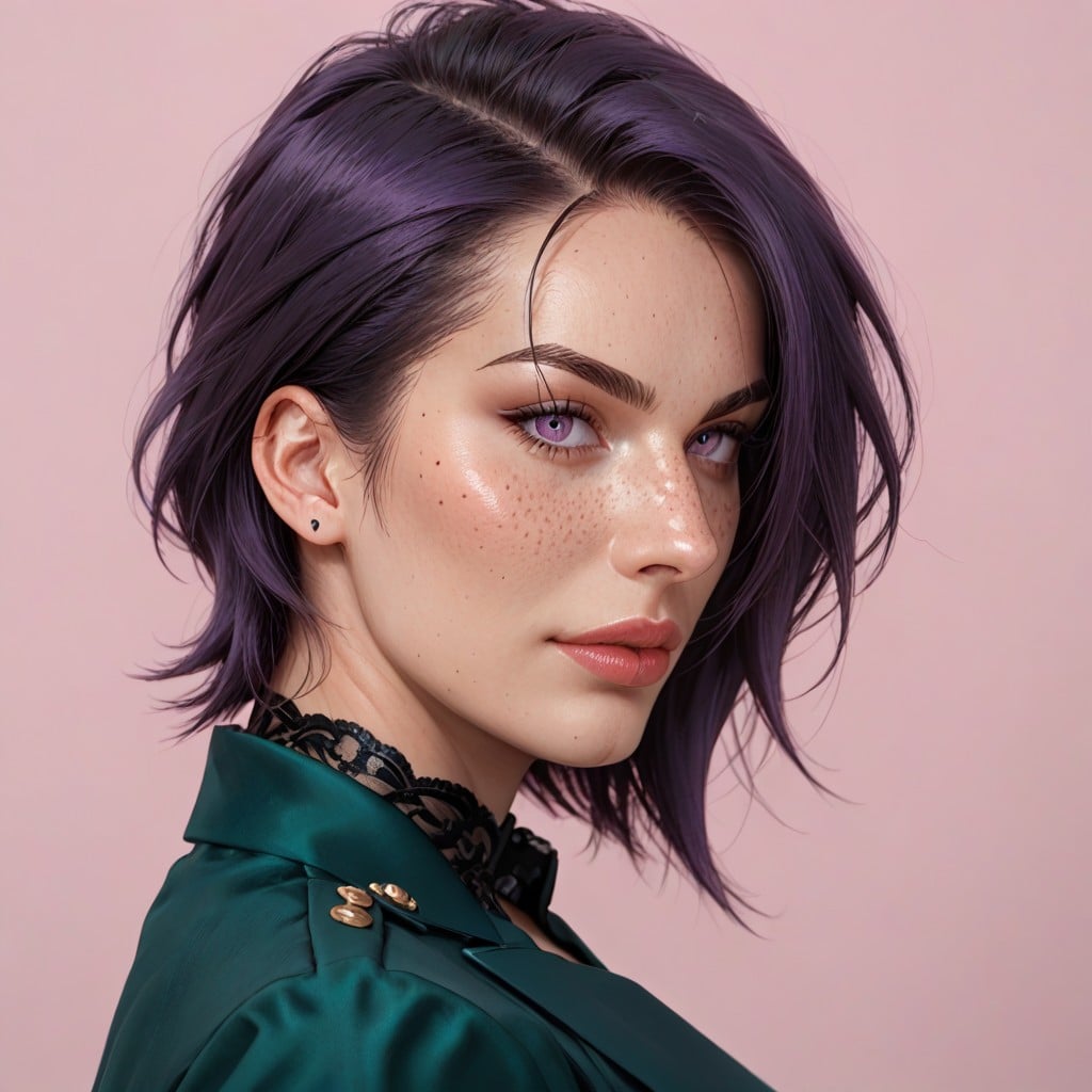 Oiled Skin, Purple Eyes, Cute Hentai AI Porn