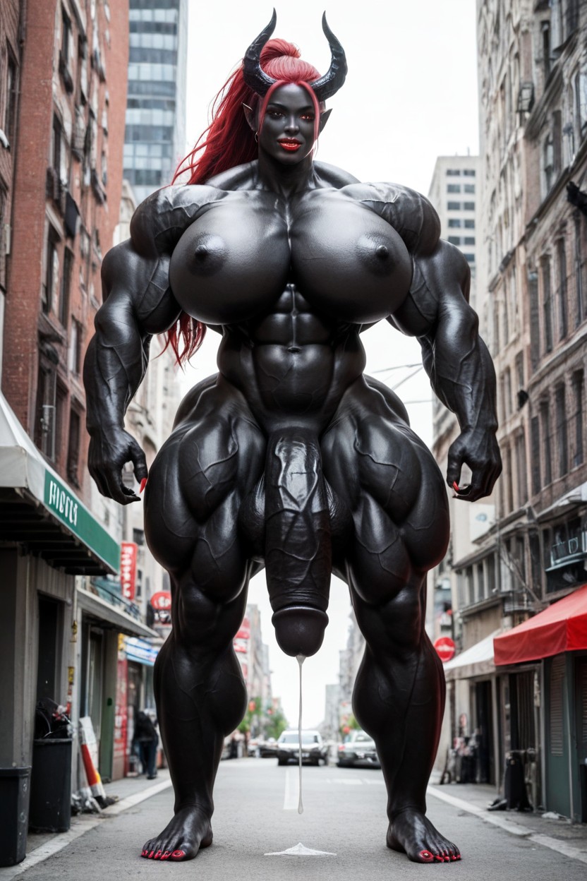 City, Venom Futanari, Extremely Swollen Veins Shemale AI Porn