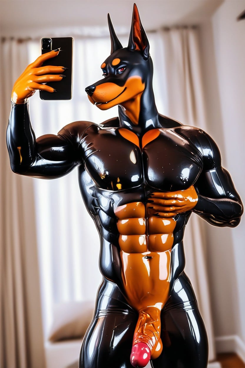Veiny Abs, Latex, Veiny Penis Furry AI Porn