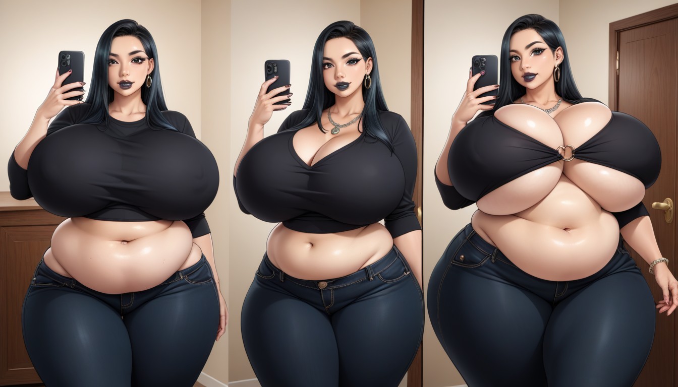 Hyper Mega Fat Ass Expansion, The Most Perfect Sexy Thick Plump Very Fat Asian American Woman, Selfie BBW AI Porn