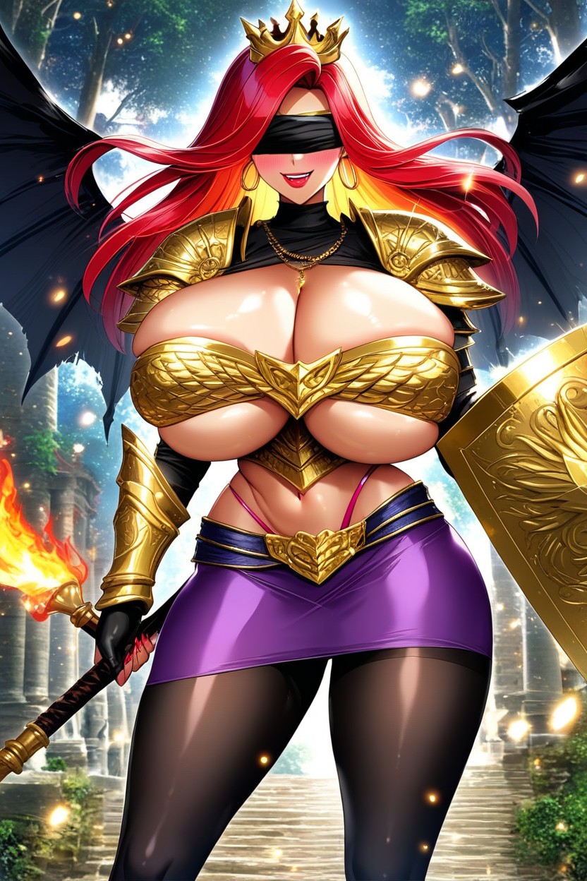 Gold Crown Covering Eyes, Gladiator, Motto Haramase Honoo No Oppai Isekai Chou Ero Succubus Gakuen Ebony AI Porn