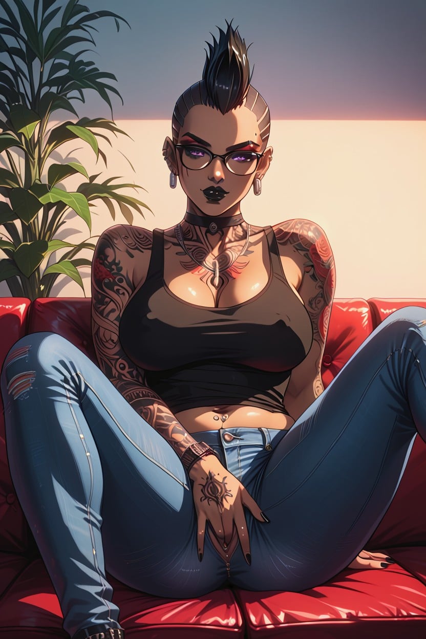 Intricate Detail, Excessive Torso Tattoos, Hourglass Figure Porno latina IA