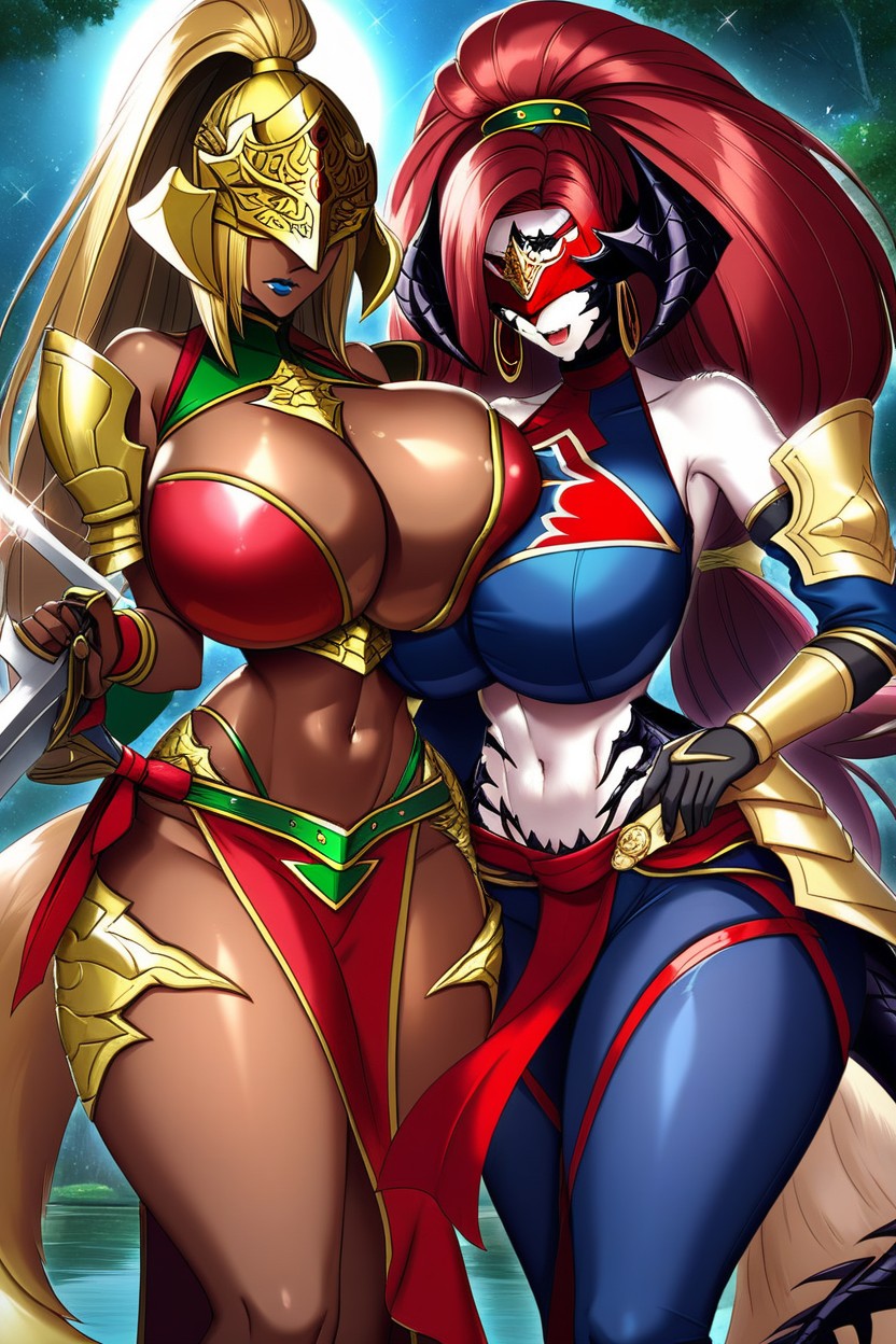 Dragon Wings, Big Fluffy Black Fox Tail, Wide Hips Furry AI Porn