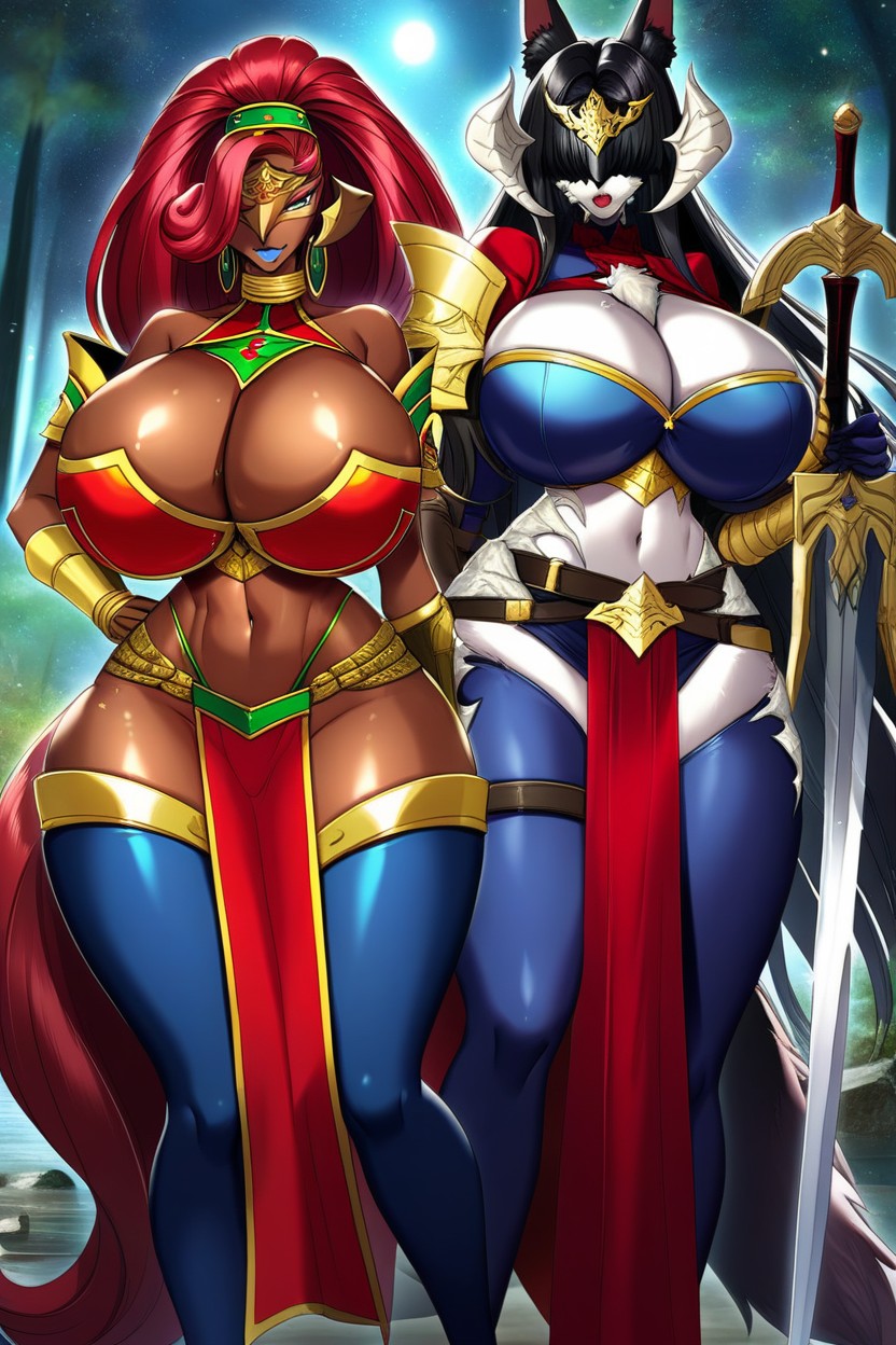 Blue Pants, Huge Long Fox Ears, "urbosa From Zelda Series" Furry AI Porn