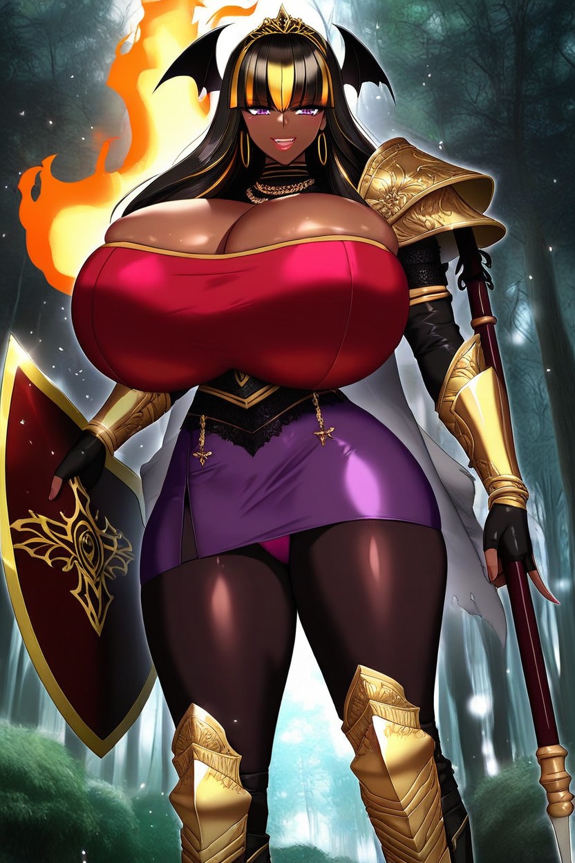 Slightly Muscular Arms, Female Knight, Forest Porno IA ebony