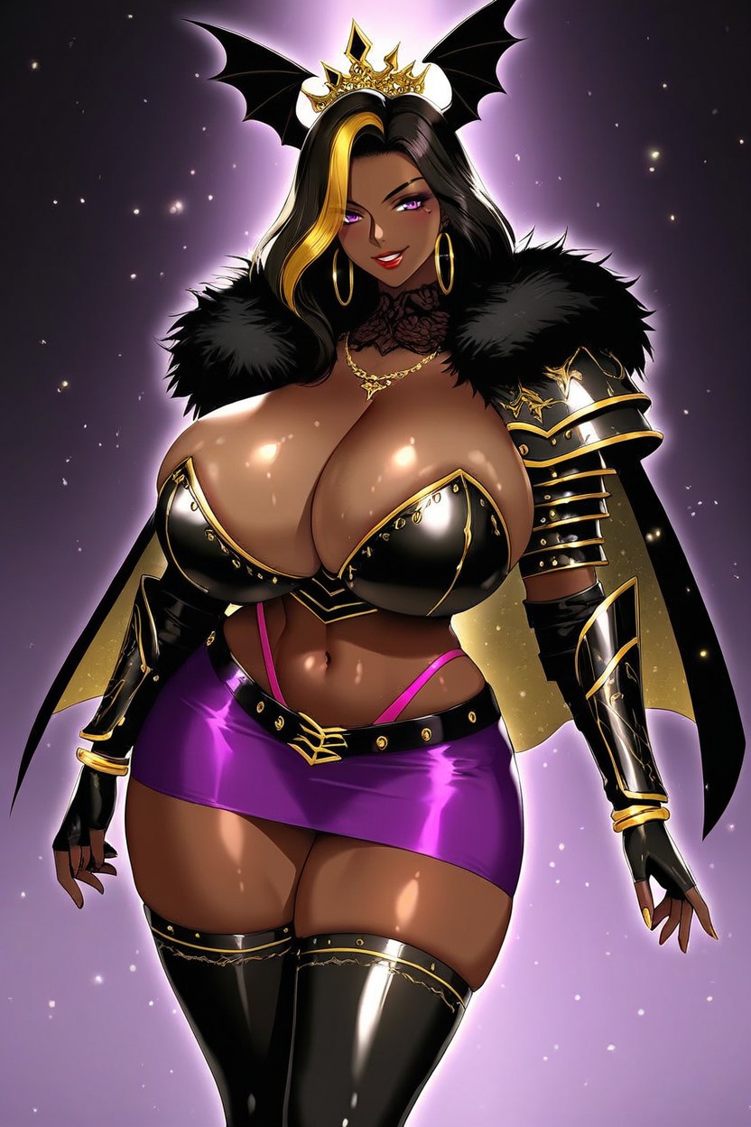 Abrigo De Piel, Cropped Black Fur Red Cape, Succubus Head Wings Porno ebony IA