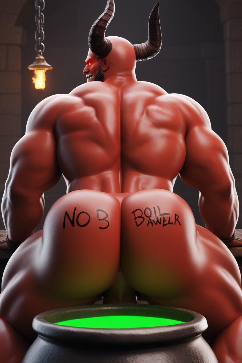 Bottom Looks Evil, Body Writing, Sourire Narquois Porno IA Gay