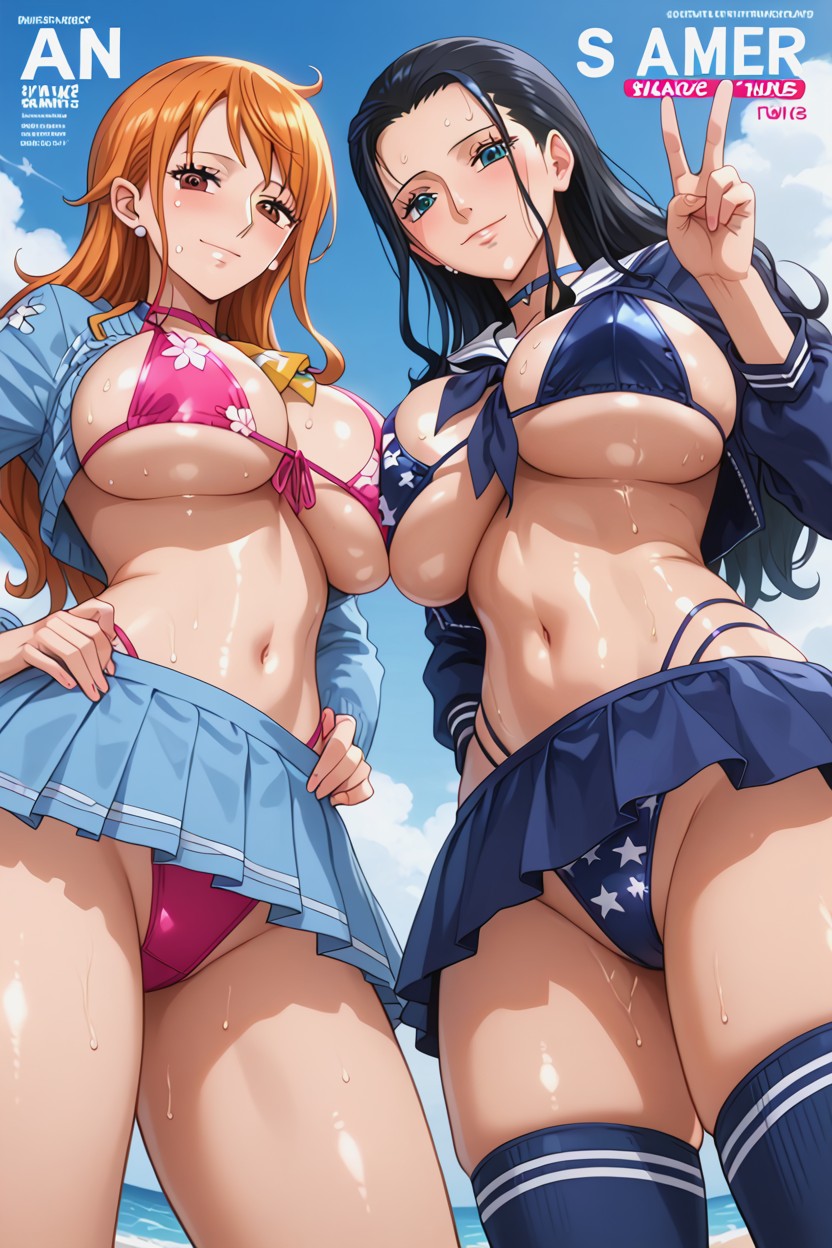 Blue Sweater, Oiled Skin, Huge Elastic Breast Hentai AI Porn