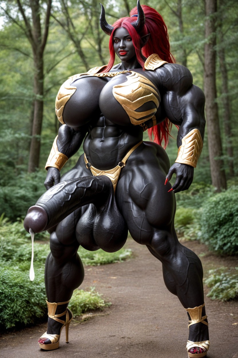 Seductive Pose, Bottom Heavy, Gold Armor Shemale AI Porn