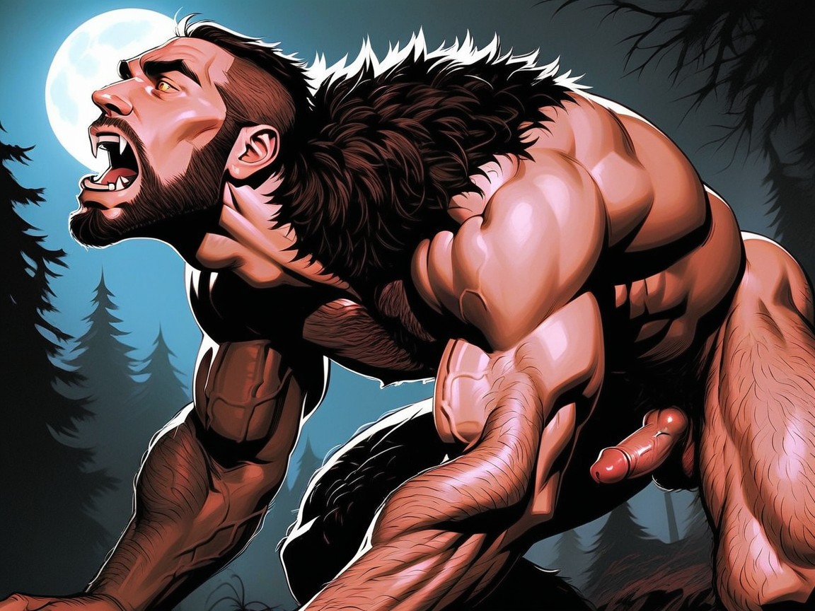 Muscular, Human Face Stretching Into A Mussel, Torso Of A AI Gay Porn