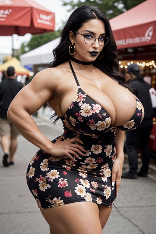 Wavy Long Hair, Massive Breast, Wasp Waist AI Porn