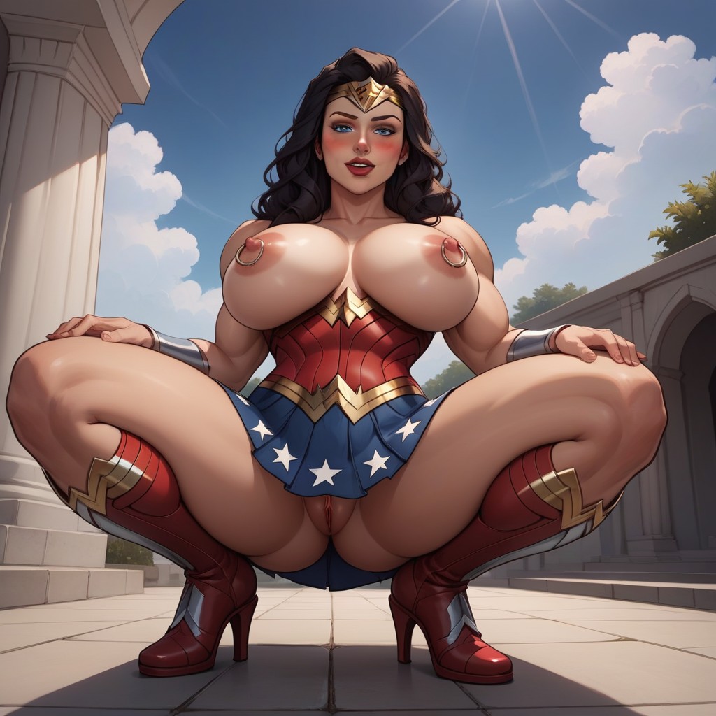 Bottom Up, Squatting Female, Horny Hentai AI Porn