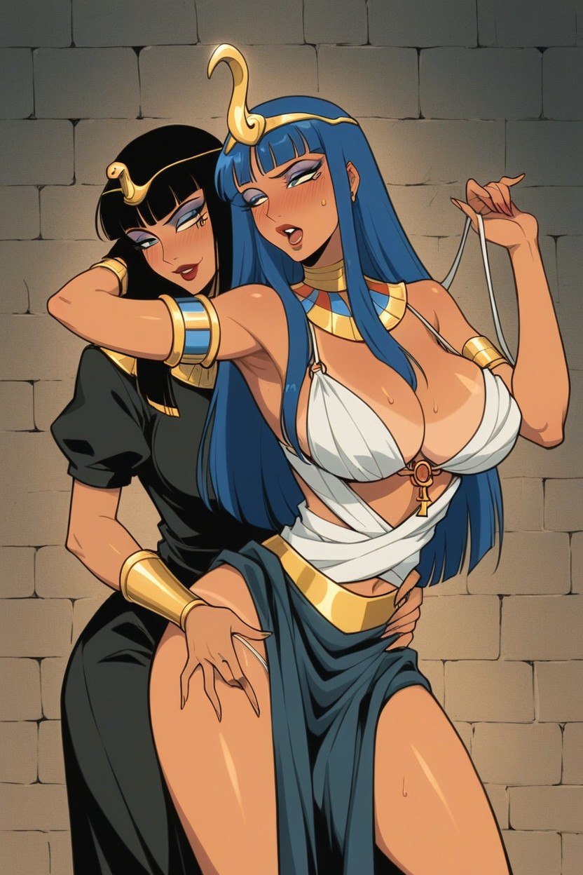 Large Rounded Breast With Tan Line, Blushing, Sexy Egyptian Princess Hentai AI Porn