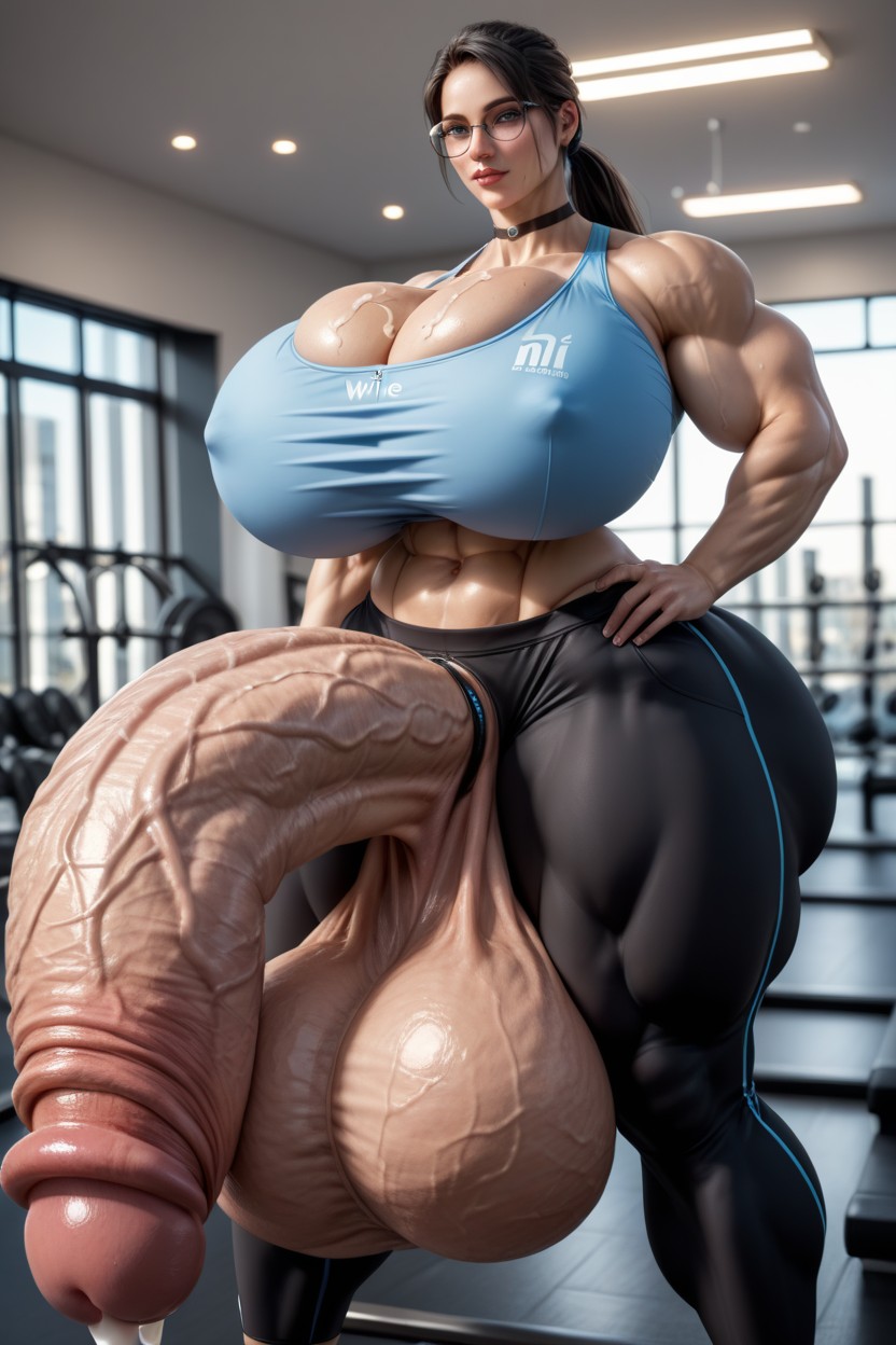 Wii Fit Trainer, Black Hair, Cock Is Longer Than Room Shemale AI Porn