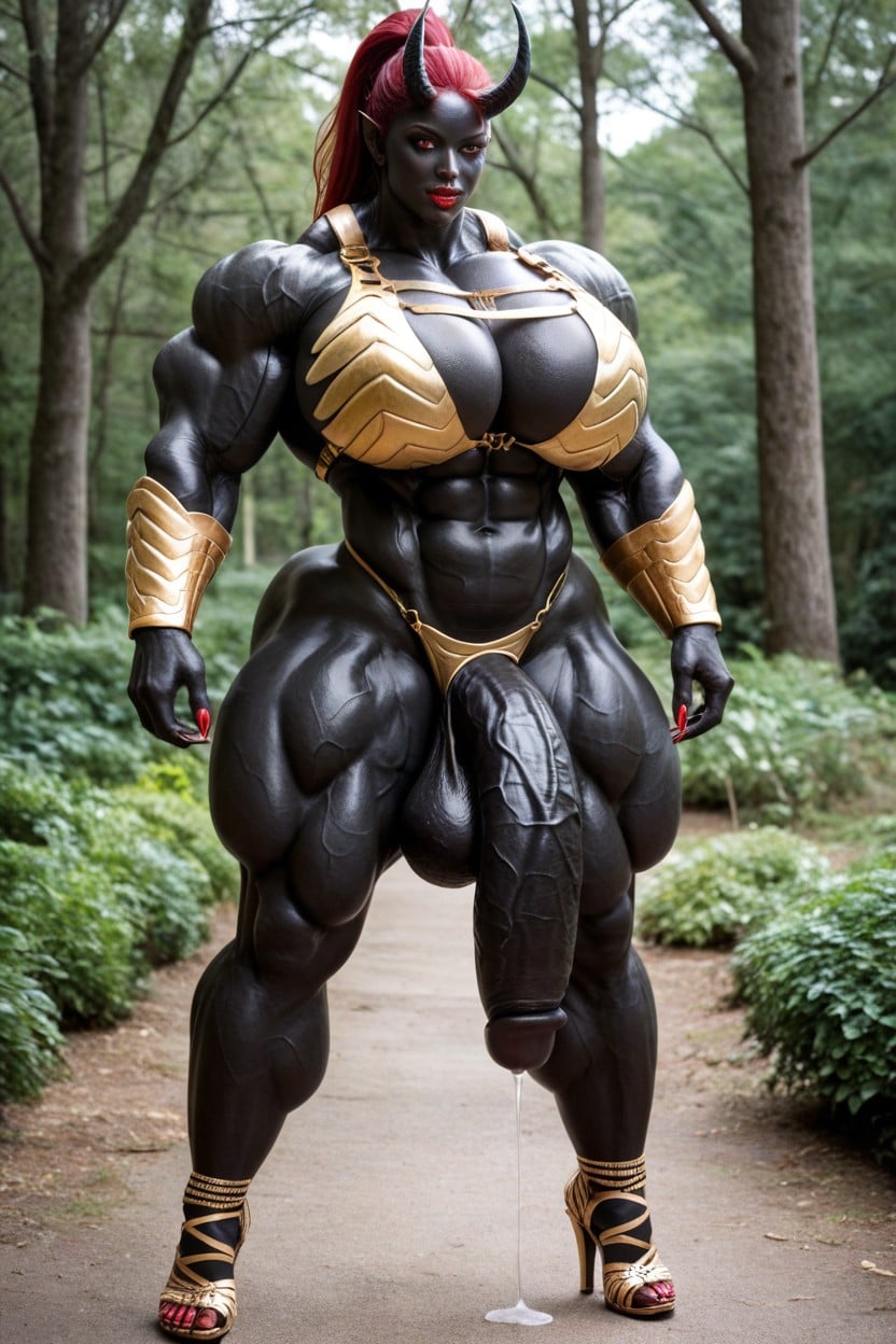 Cosplay, Red Lips, Hyper Black Cock Growth Porno shemale IA