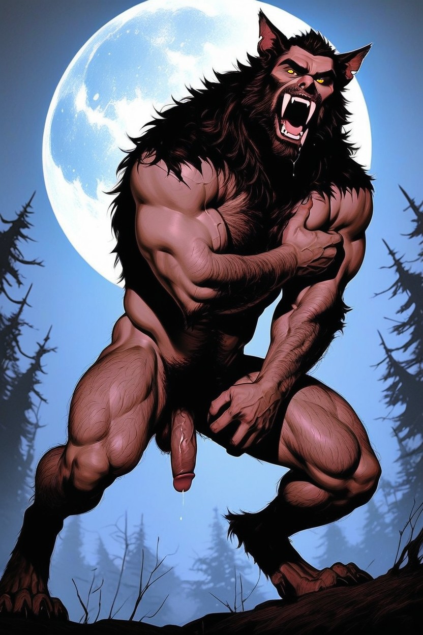Sheathed Veiny Red Cock, Wide Eyed Yellow Eyes, Standing AI Gay Porn