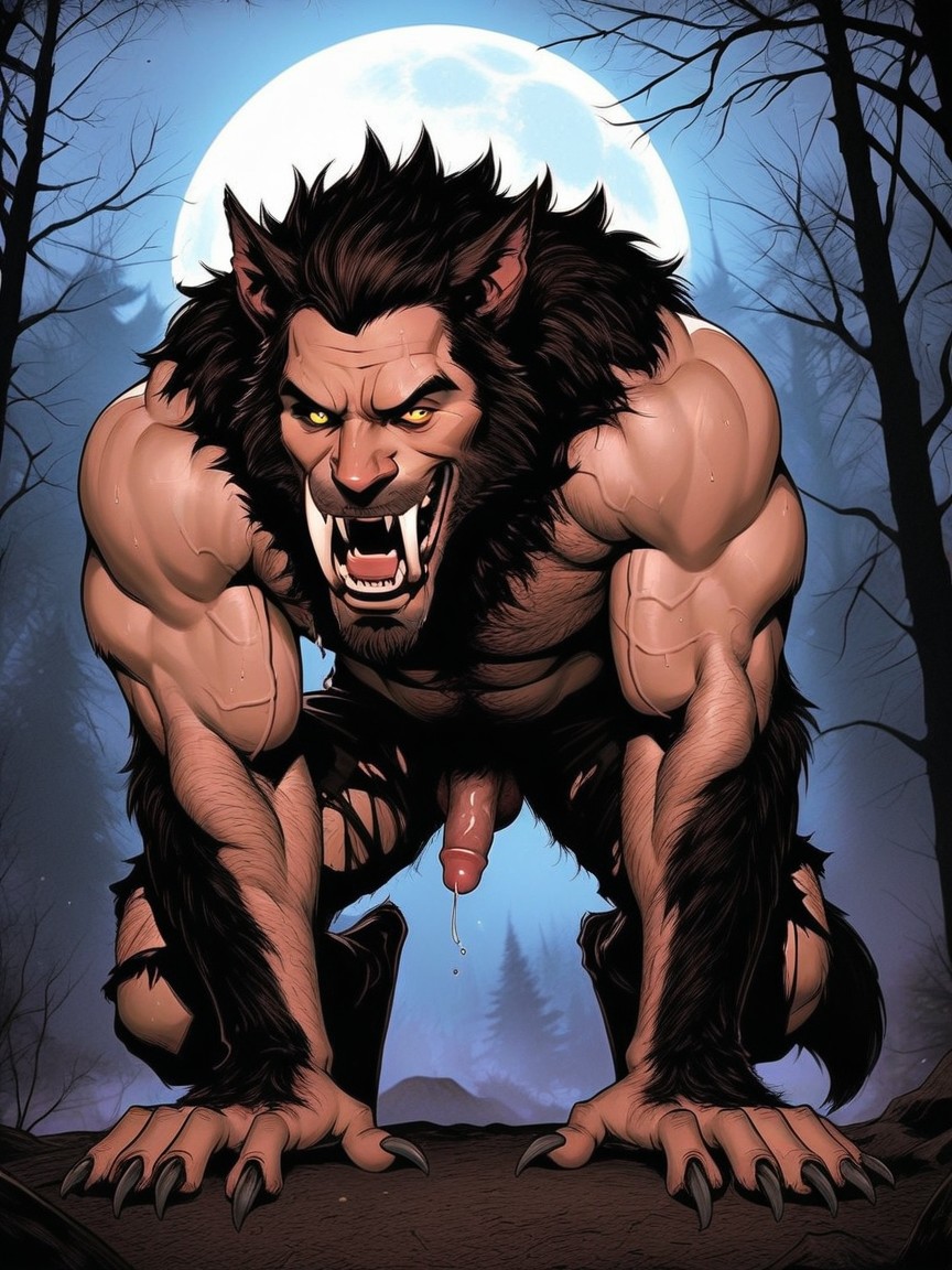 Nu, The Transforming Werewolf Is Down On All Fours, Large Hairy Paw Feet Porno IA Gay
