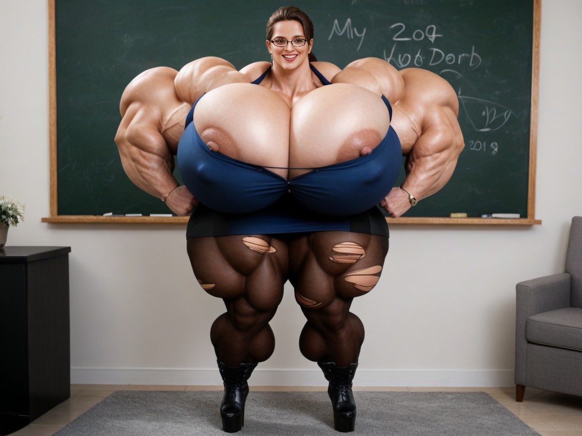 Cleavage, Beautiful Amazon Goddess, Hyper Massive Muscular Arms AI Porn