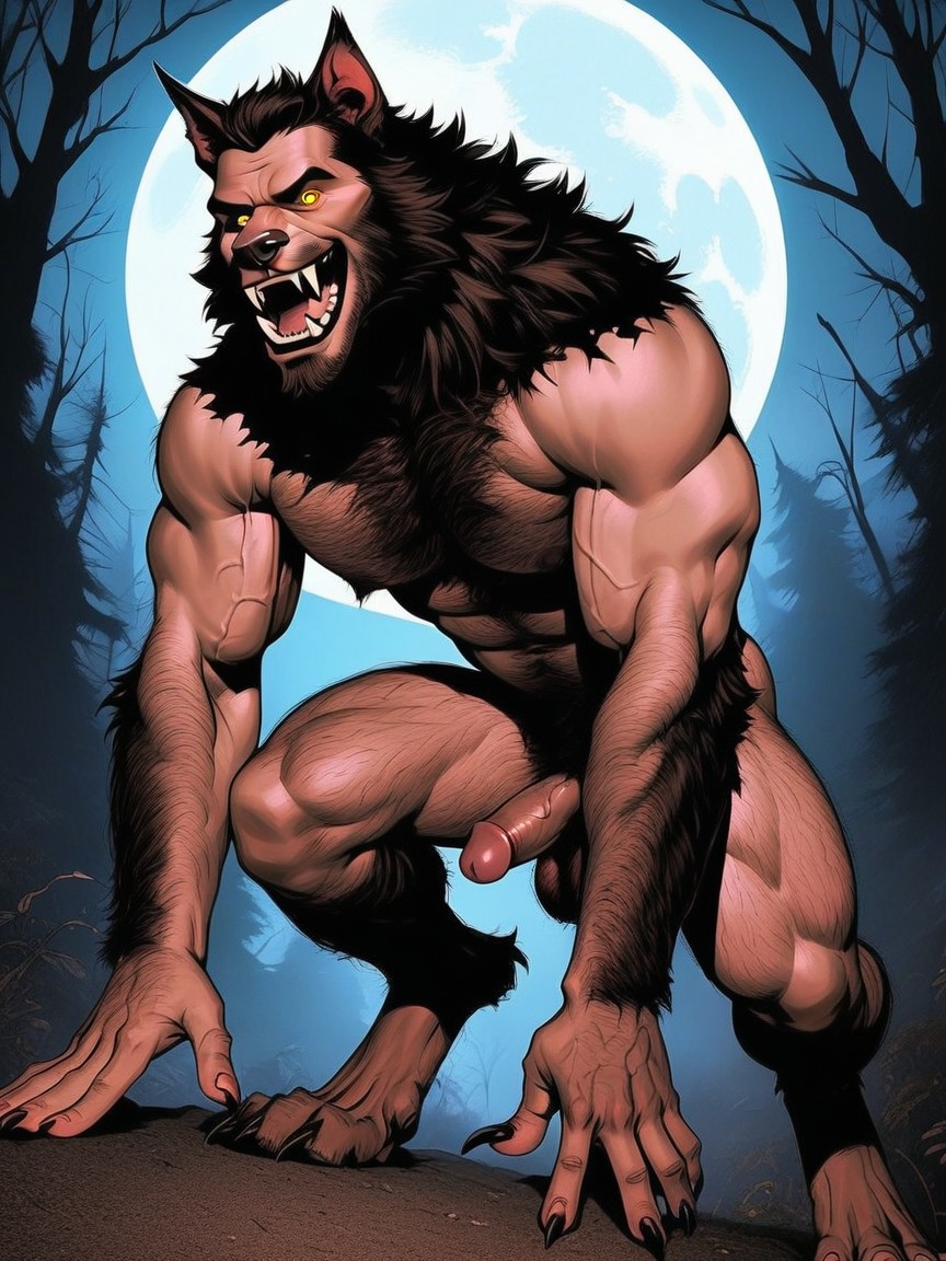 Waist Shot, Large Hairy Paw Feet, Happy Facial Expression AI Gay Porn