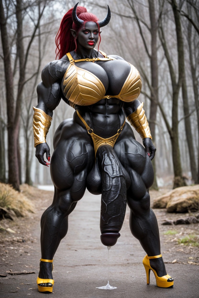 Gold Armor, Vagina, Thick Thighs Shemale AI Porn