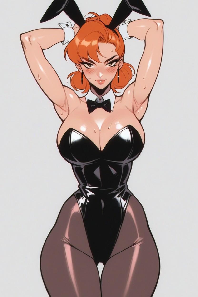 White Background, 25+, Arms Up Hentai AI Porn