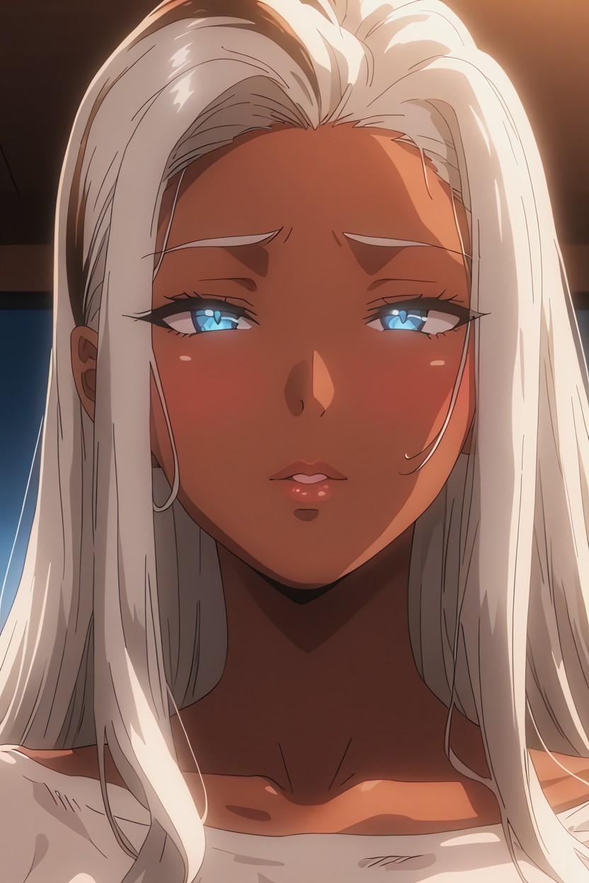 Close Up Face, Blue Eyes, Emotional And Intimate Mood Hentai AI Porn