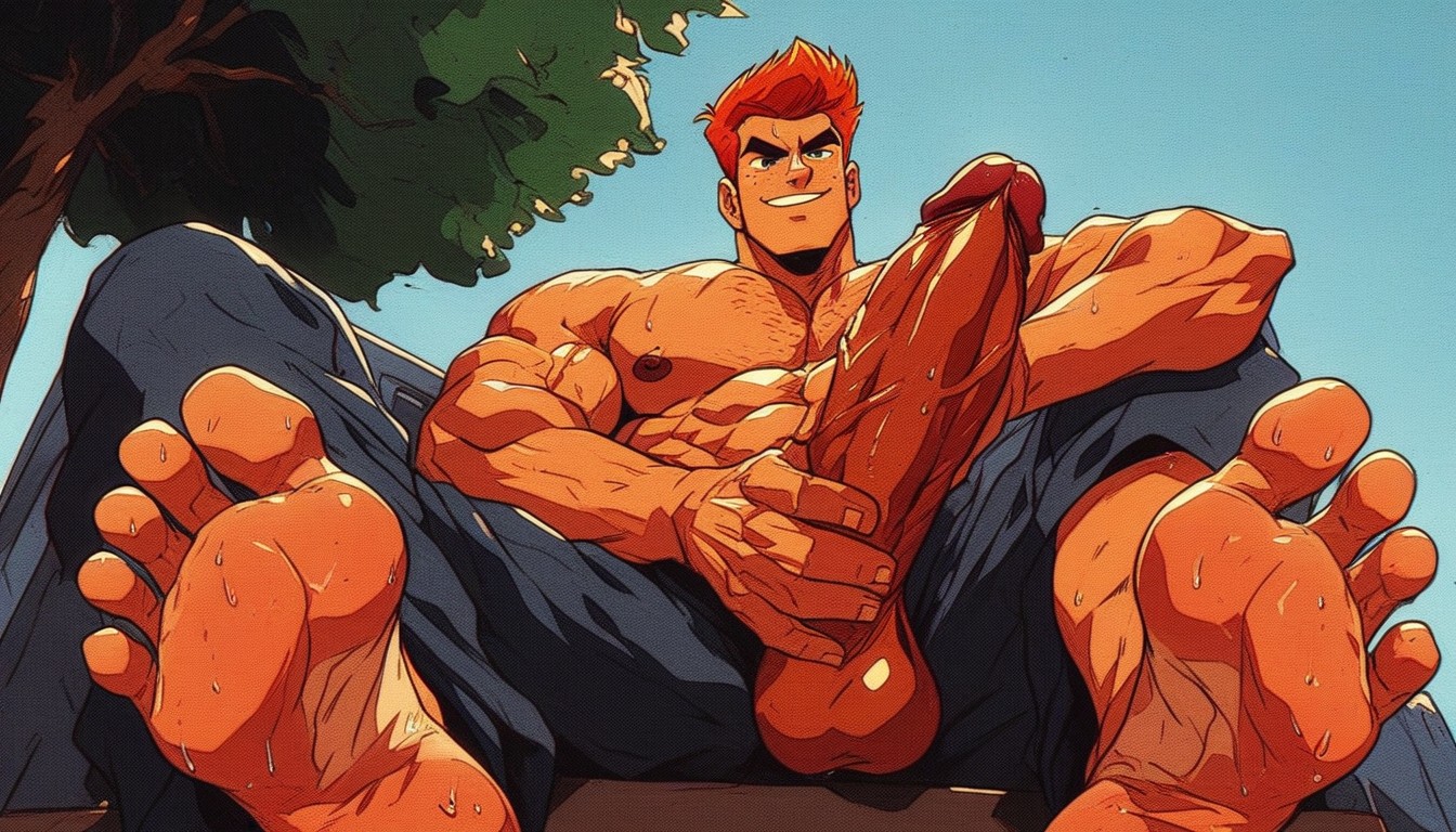 Manly Hunky Jock, His Feet Are Large, 20+ AI Gay Porn