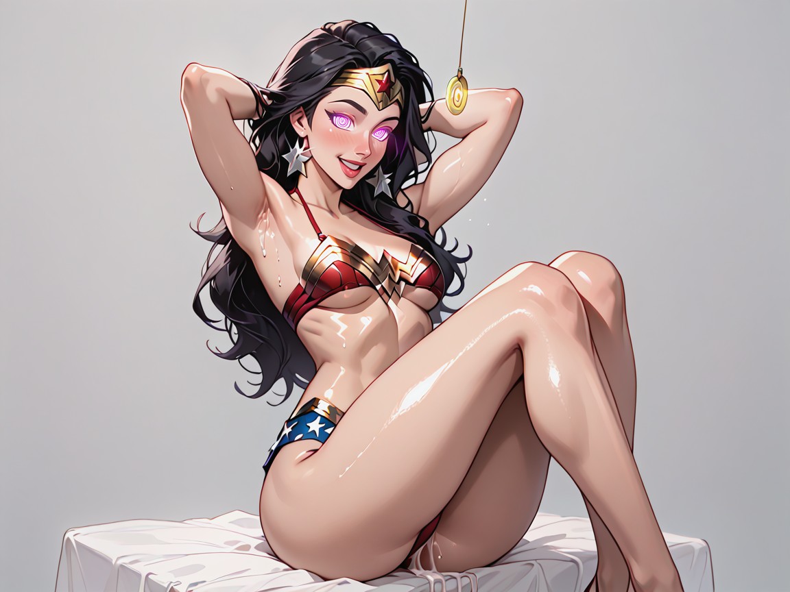 Being Hypnotized, Grey Background, Underboob Hentai AI Porn
