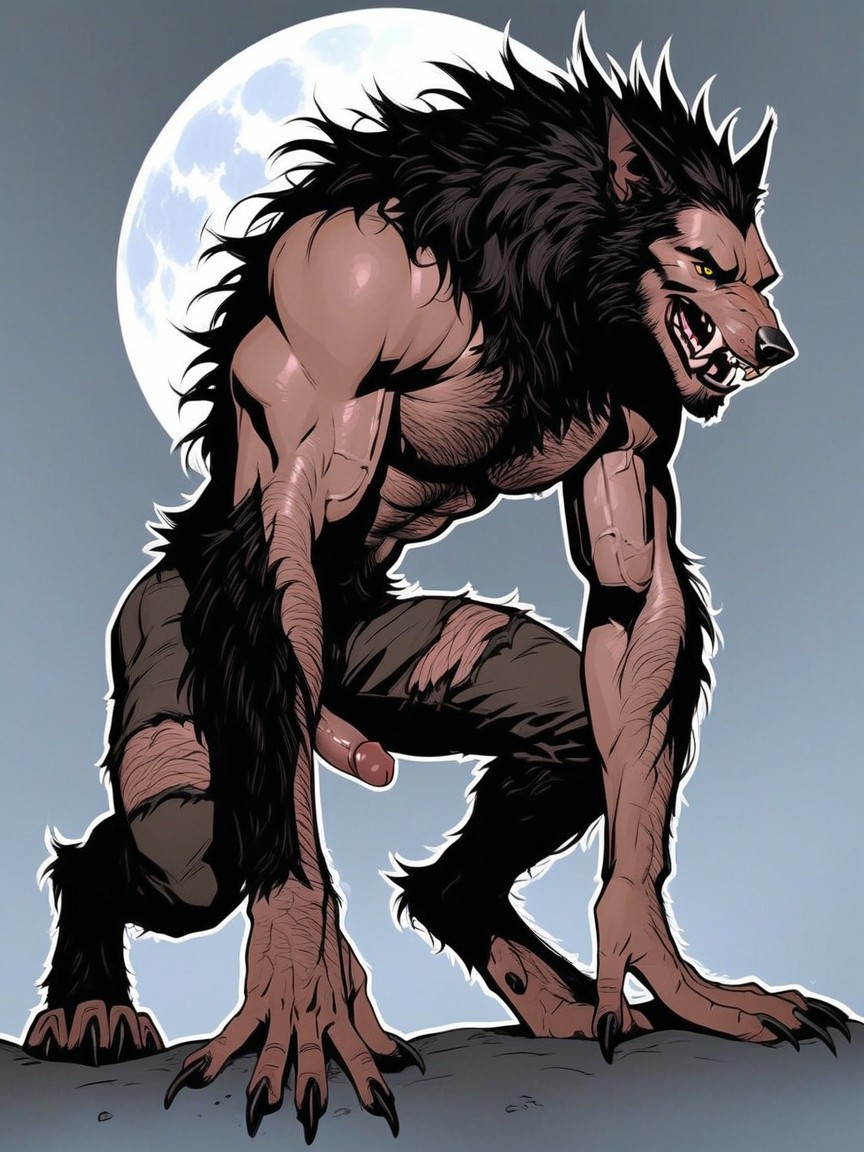 Happy Facial Expression, Wide Eyed Bright Yellow Eyes, Fur Growth On Chest Porno IA Gay