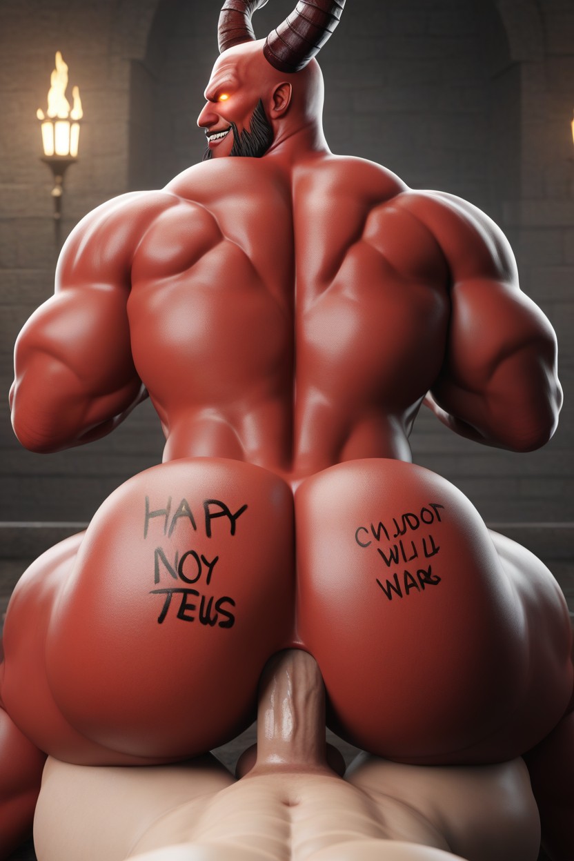 Rear View, His Colon Cauldron, Muscular AI Gay Porn