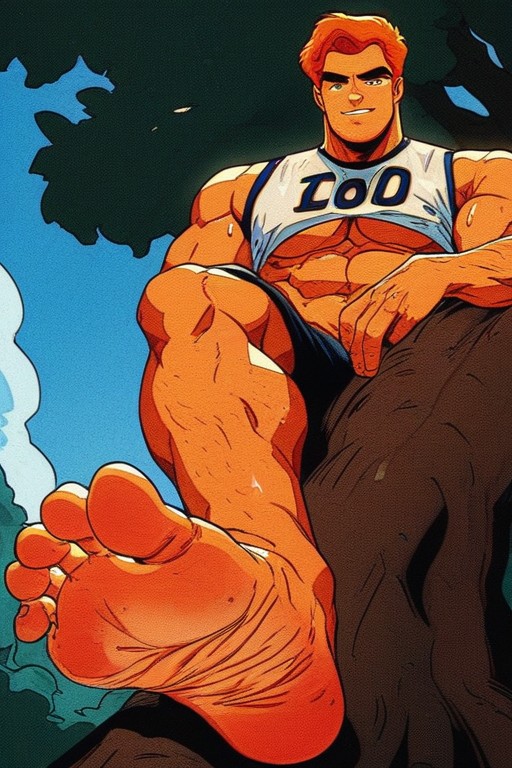Muscular, Cum Is Dripping Down His Soles, Soles AI Gay Porn