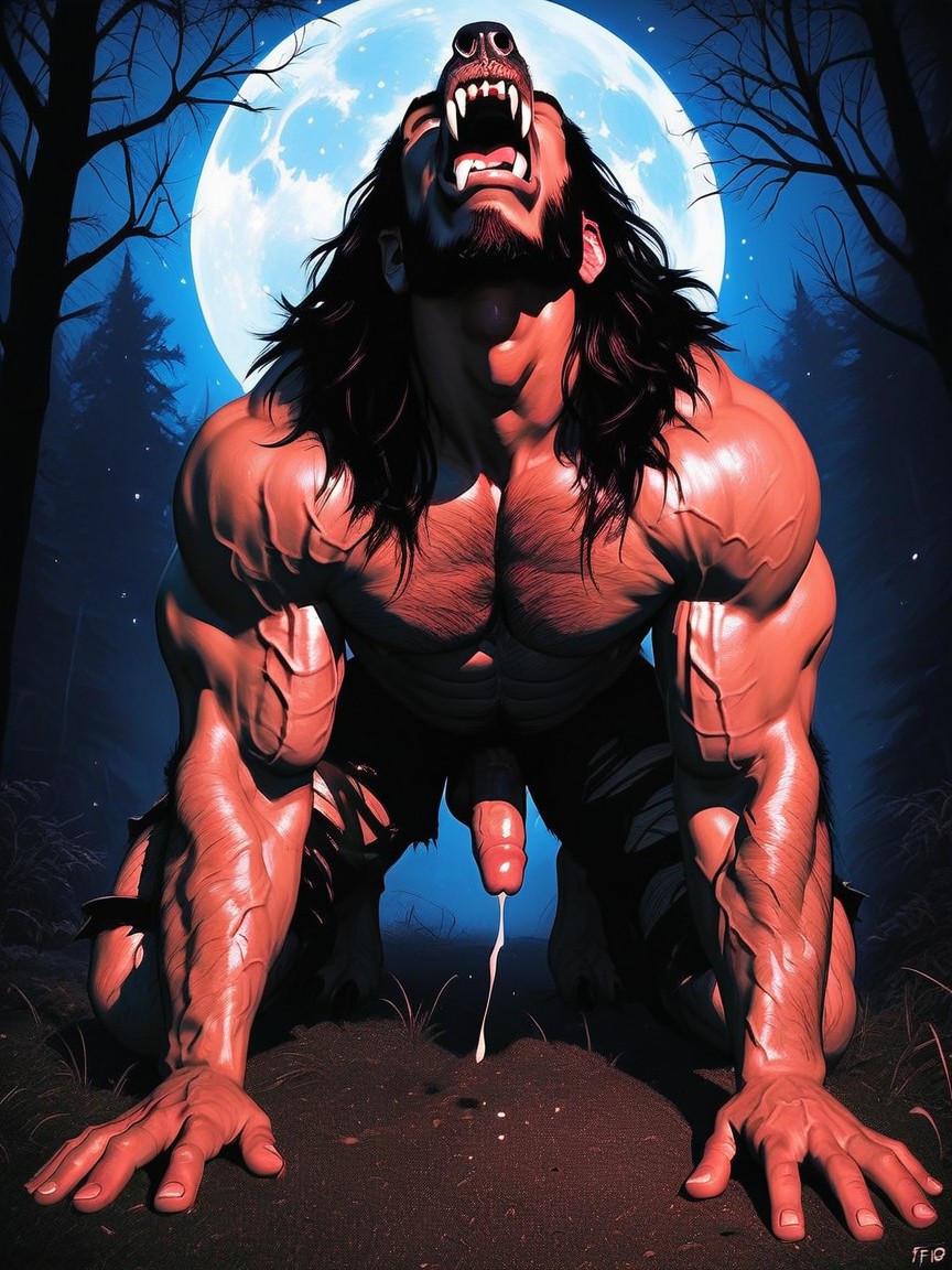 Ripped Clothes , Howling At The Moon, Naked AI Gay Porn