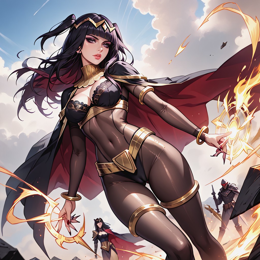 Full Lips, Dutch Angle, Golden Metallic High Heels Hentai AI Porn