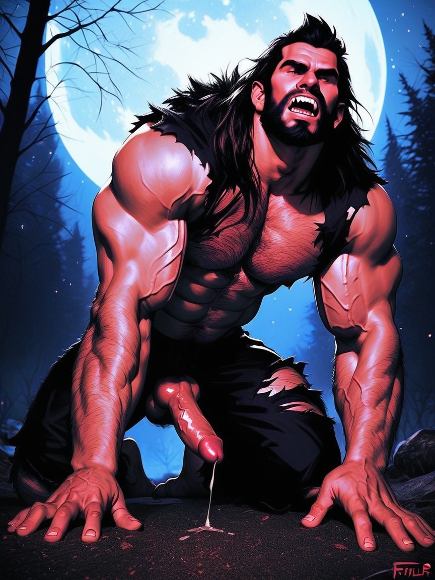 Veiny Muscles, Taran Fiddler Style Artwork, Fur Sprouting From Chest AI Gay Porn