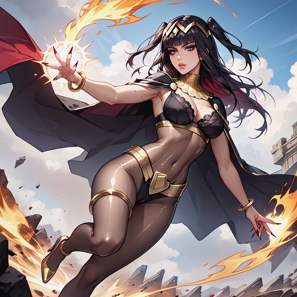 Golden Metallic High Heels, Rounded Breast, Wide Angle Hentai AI Porn
