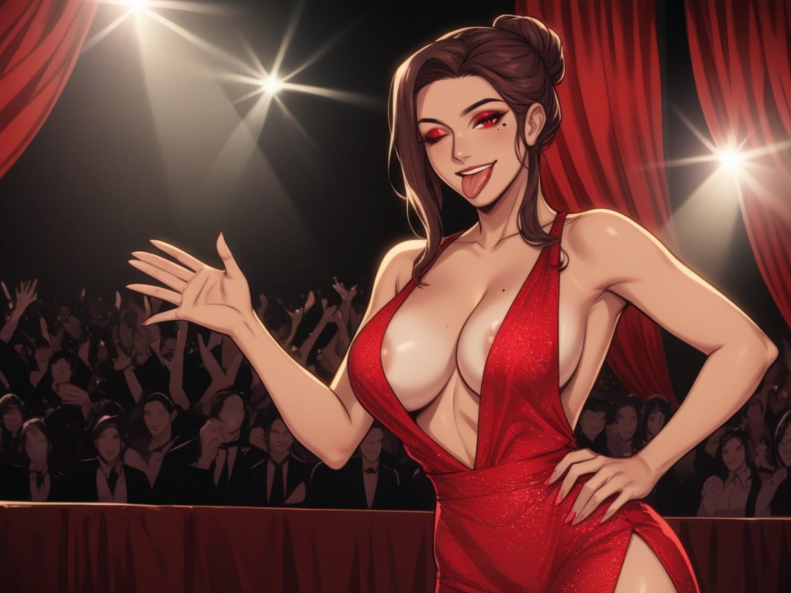 Cleavage, Big Tan Nipples, Low Hip Width Hentai AI Porn