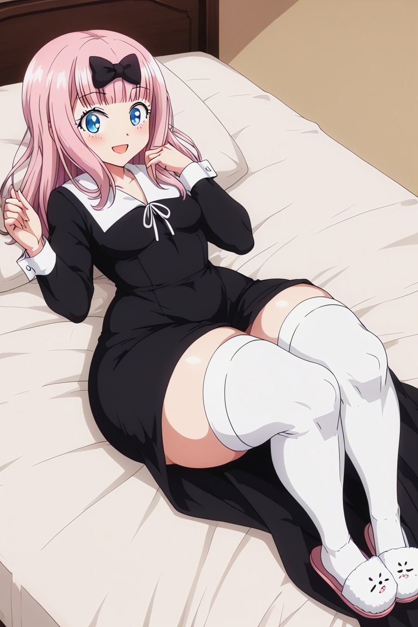 Long Dress With Long Sleeves, Gigantic Ass, Bow On Her Head AI Porn